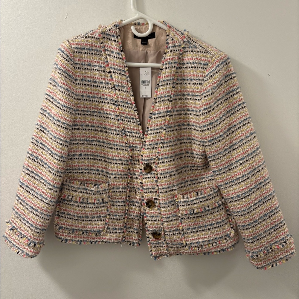 Ann Taylor Multicolor Tweed Blazer